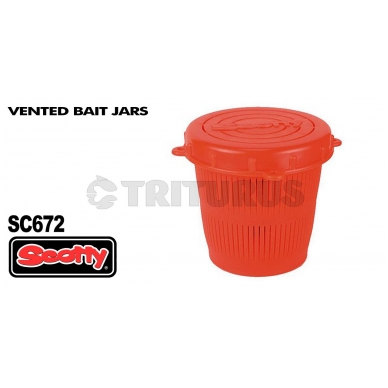 Vented Crab Diner Bait Jar c/w Lid, 1/2 Litre Flourescent Red 1