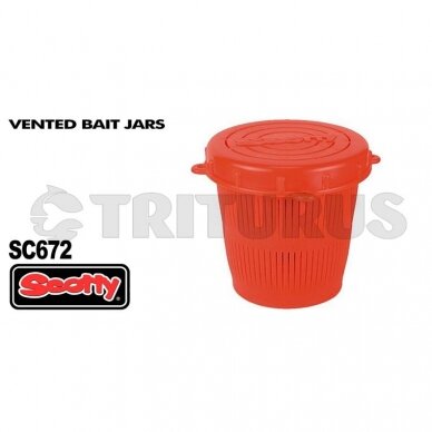 Vented Crab Diner Bait Jar c/w Lid, 1/2 Litre Flourescent Red 2
